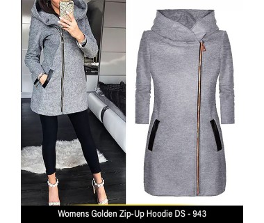 Womens Golden Zip-Up Hoodie DS - 943 Womens Golden Zip-Up Hoodie DS - 943